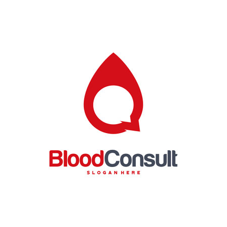 Blood Consult logo designs concept vector, Blood Donation Donor logo template, Blood and Chat Consulting logo icon vectorのイラスト素材