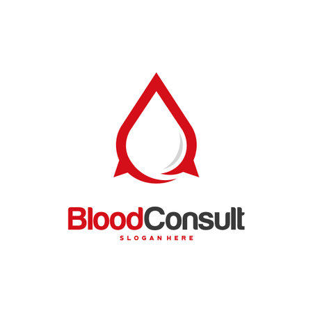 Blood Consult logo designs concept vector, Blood Donation Donor logo template, Blood and Chat Consulting logo icon vectorのイラスト素材