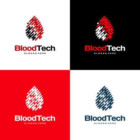 Pixel Blood logo symbol, Blood Healthcare logo designs template, Blood Technology logo designs concept vectorのイラスト素材
