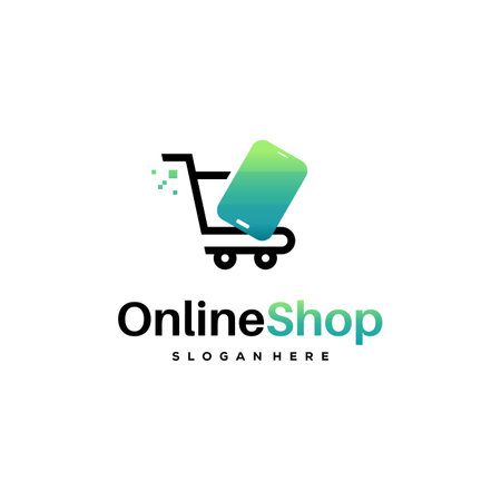 Online Shop Logo Designs Template vector, Simple Shopping logoのイラスト素材