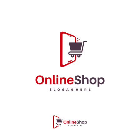 Online Shop Logo Designs Template vector, Simple Shopping logoのイラスト素材