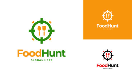 Food Hunter logo designs concept vector, Food Restaurant logo symbol icon templateのイラスト素材