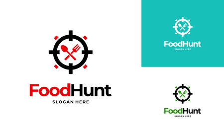 Food Hunter logo designs concept vector, Food Restaurant logo symbol icon templateのイラスト素材