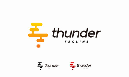 Pixel Thunder Flash logo designs concept vector,Tech Lightning logo symbolのイラスト素材