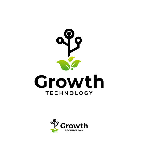 Digital tree logo designs concept vector, Growth Tech Tree Logo symbol vectorのイラスト素材