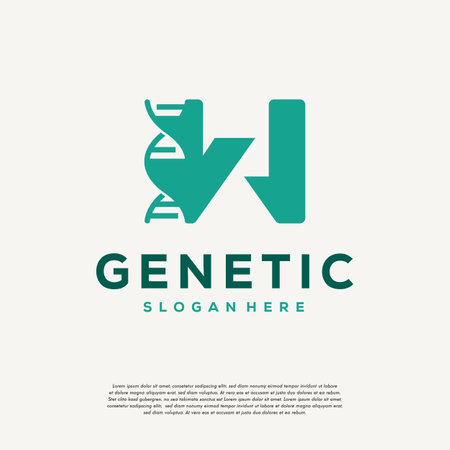 DNA Helix Letter W Logo designs, Genetics Vector Design, Chromosome initial Logo Templateのイラスト素材