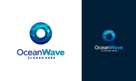 Modern Iconic Ocean Wave logo with waves. Vector illustrationのイラスト素材