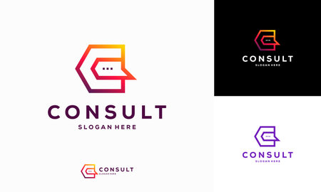 Modern Gradient Consulting Agency logo template designs, Simple Elegant Consult logo templateのイラスト素材
