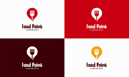 Food Point Logo designs concept vector, Restaurant logo designs template illustrationのイラスト素材