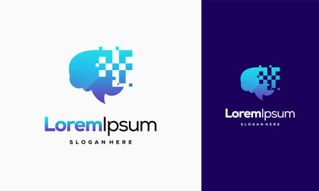 Brain Tech logo designs, Mind Technology logo, Robotic Brain logo templateのイラスト素材