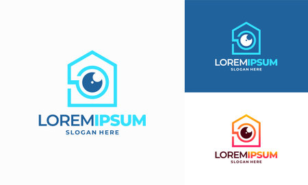 CCTV Home Concept vector logo template., Secure Camera CCTV Logo Template Design Vectorのイラスト素材