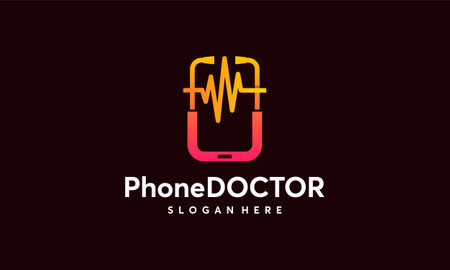 Phone Service Logo template designs, Phone Doctor logo vector illustration, Doctor App logoのイラスト素材