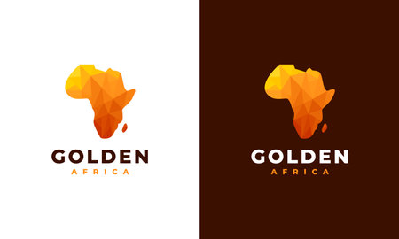 Gold Africa Map logo designs template, African Logo designs concept vector illustrationのイラスト素材