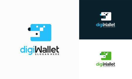 Digital Wallet logo designs concept vector, Pixel Money Logo template icon vectorのイラスト素材