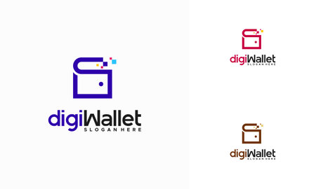 Digital Wallet logo designs concept vector, Pixel Money Logo template icon vectorのイラスト素材