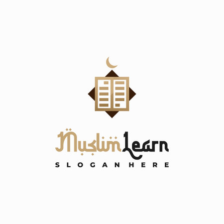Luxury Muslim Learn logo, Islam learning logo template, Vector illustrationのイラスト素材