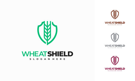 wheat shield logo designs concept vector, Grain logo template symbolのイラスト素材
