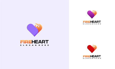 Fire Heart Logo designs concept vector, Love Fire logo symbol iconのイラスト素材