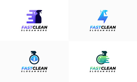 Set of Fast Cleaning logo designs concept vector, Cleaning Service logo symbol, Sprayer logoのイラスト素材