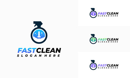 Fast Cleaning logo designs concept vector, Cleaning Service logo symbol, Sprayer logoのイラスト素材