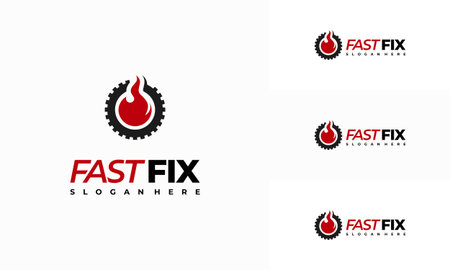 Fast Fix Logo designs concept vector, Fire Service Logo templateのイラスト素材