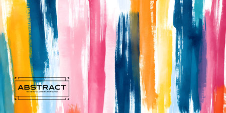 An abstract background with vertical watercolor brushstrokes in vibrant colors.のイラスト素材