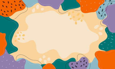 An abstract background featuring a variety of colorful organic shapes and dots, creating a visually engaging and dynamic design.のイラスト素材