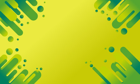 A minimalist abstract background featuring diagonal green and yellow shapes and circles, designed for modern graphics and digital projects.のイラスト素材
