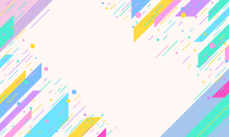 A white background with colorful stripes and circles arranged in a geometric pattern.のイラスト素材