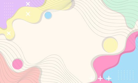 An abstract background with pastel-colored shapes, lines, and geometric elements.のイラスト素材