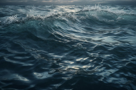 Waves on the surface of the sea at sunset. Natural backgroundの素材