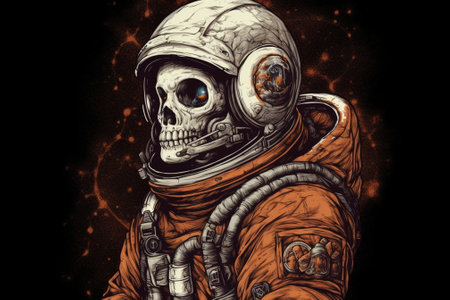 Astronaut in outer space. Colorful grunge illustration.の素材