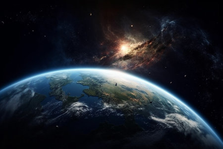 Earth from space showing the beauty of space exploration. 3D renderingの素材