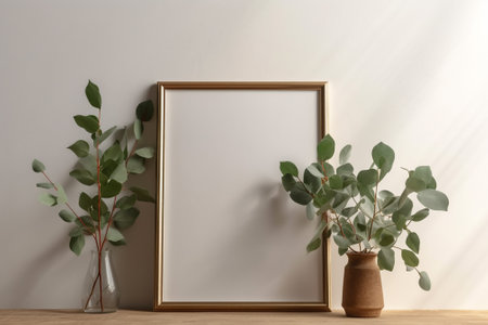 Mock up poster frame in modern interior background, 3d renderの素材