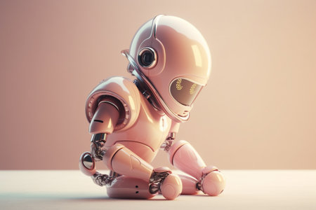 Retro robot on white background. 3D illustration. Vintage style.の素材