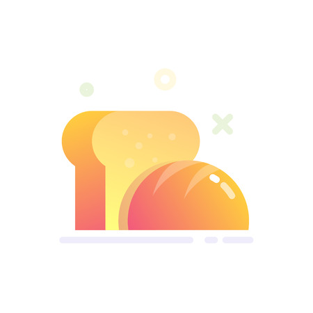 Illustration of Bread Icon in Flat Glossy Styleのイラスト素材