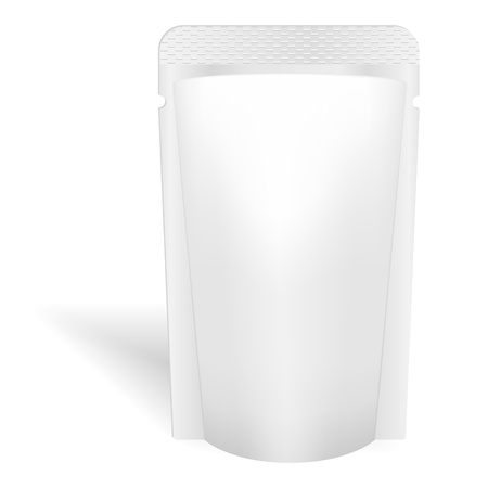 Blank white bag packaging for liquids, drink or food  Vector  Product package templateのイラスト素材