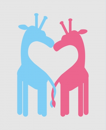 Love heart, giraffe coupleのイラスト素材