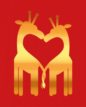 Love heart, giraffe coupleのイラスト素材