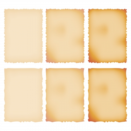Burnt Paper Set  Torn Border  Isolated On White  Vector Illustrationのイラスト素材