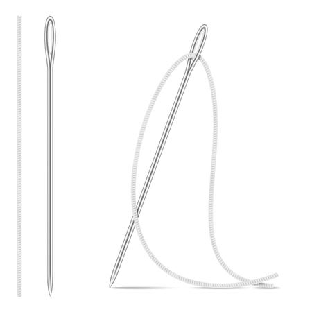 Needle And Thread  Isolated On White  Vector Illustrationのイラスト素材