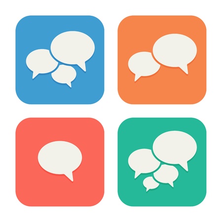 Trendy Flat Icons With Speech Bubbles  Set  Vectorのイラスト素材
