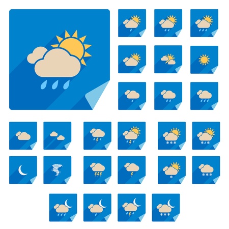 Trendy Flat Weather Icon Set With Long Shadow  Vectorのイラスト素材
