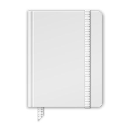 Blank White Notebook. Copybook Template With Band And Bookmark. Vectorのイラスト素材