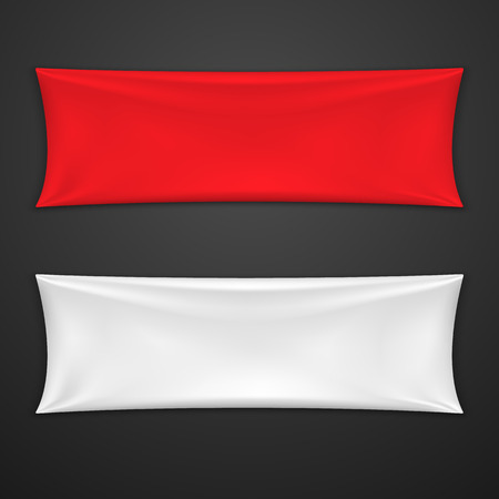 Red And White Textile Banner Set. Vectorのイラスト素材