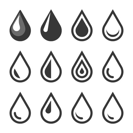 Oil Or Water Drop Emblem. Logo Template. Icon Set. Vector.のイラスト素材