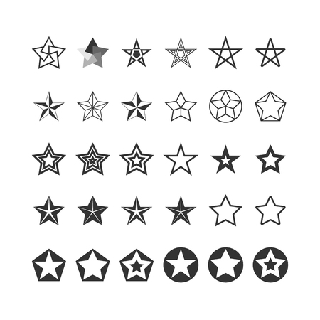 Star Icons Set. Black And White. Vector.のイラスト素材