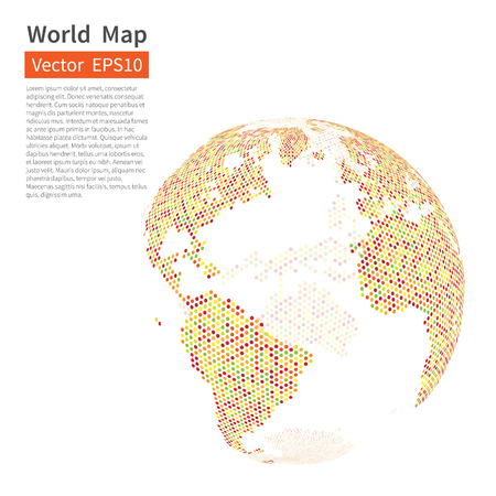 Dotted World Map Background. Earth Globe. Globalization Concept. Vector.のイラスト素材