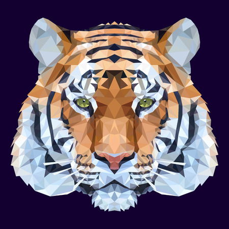Low poly tiger illustration. Polygonal graphic design.のイラスト素材