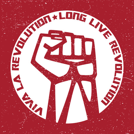 A Clenched Fist Held High In Protest. Concepts for t-shirt and printed materials. Vector illustration.のイラスト素材